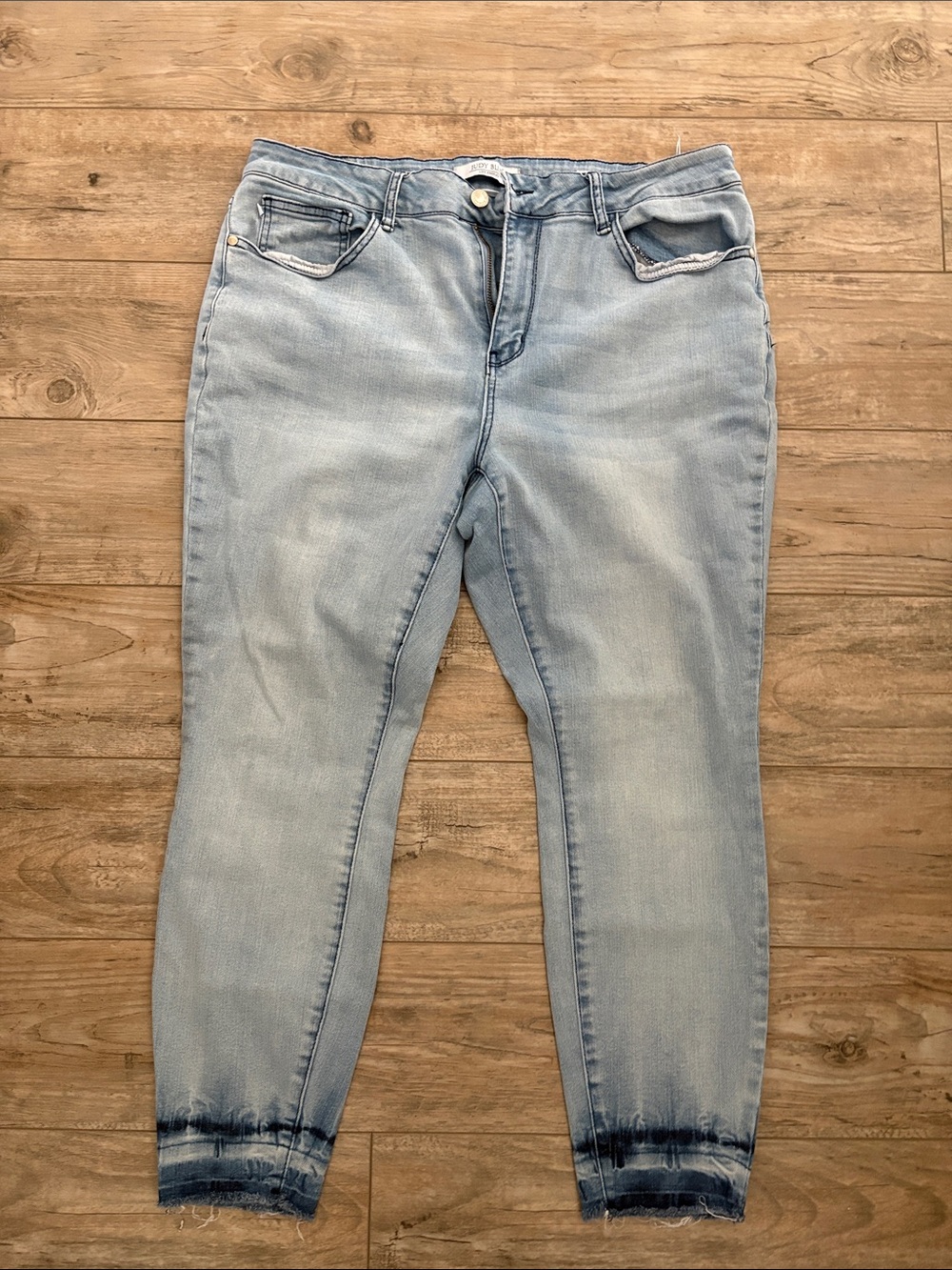 Judy Blue Light Blue Skinny Jeans with Raw Hem